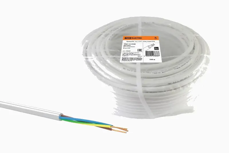 Провод ПВС 3х2,5 ГОСТ (100м), белый | SQ0118-0040 | TDM